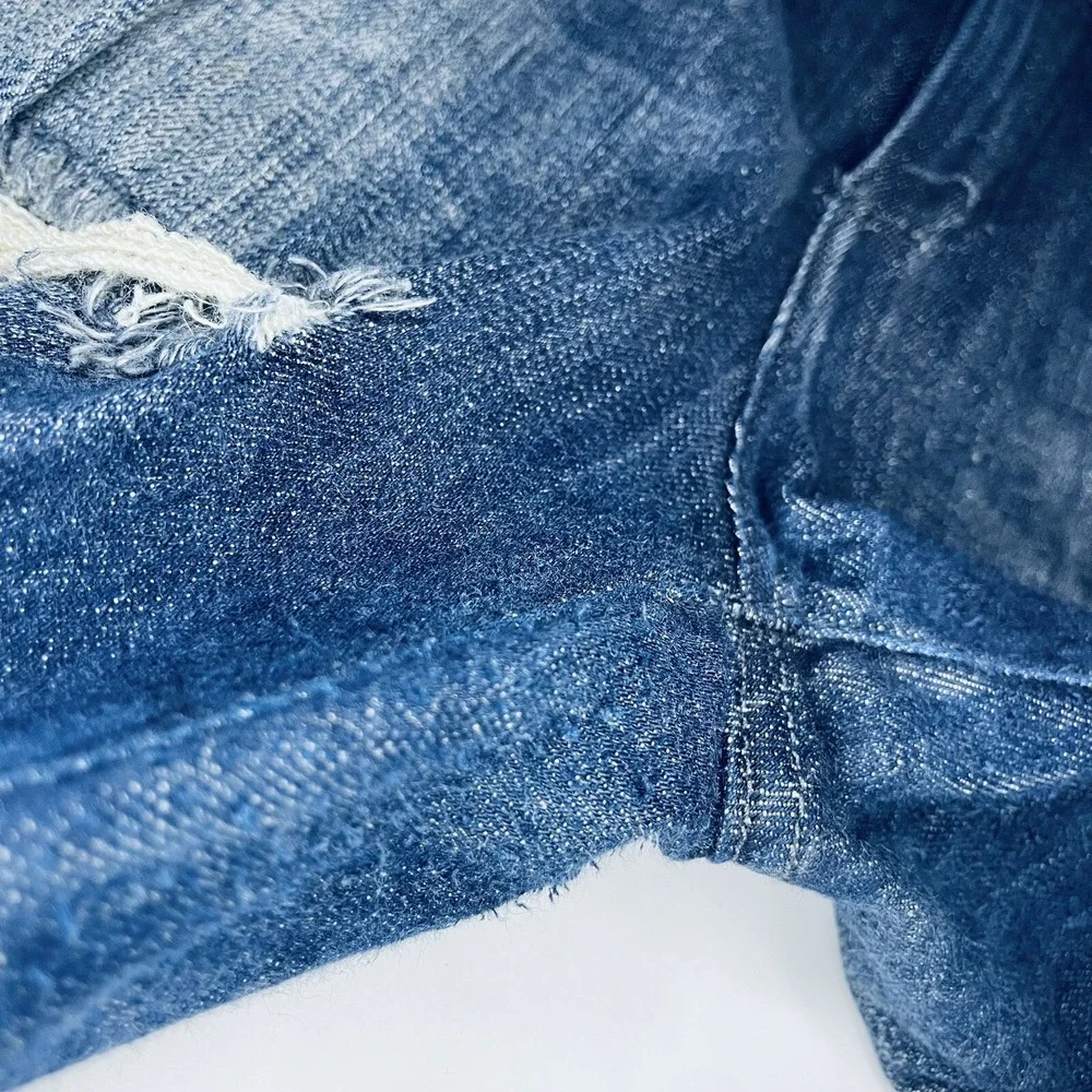 Judy Blue Jeans Women 1X Blue Denim Straight Medium Wash Distressed Destroyed
